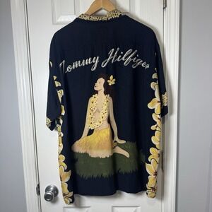 Vintage Tommy Hilfiger Hula Girl Hawaiian Button Up Shirt XL Hip Hop Streetwear